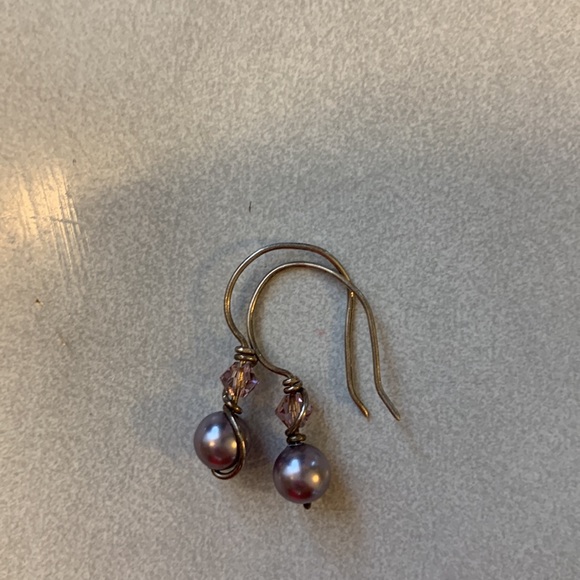 925 genuine pearl/precious stone earrings - Picture 2 of 3